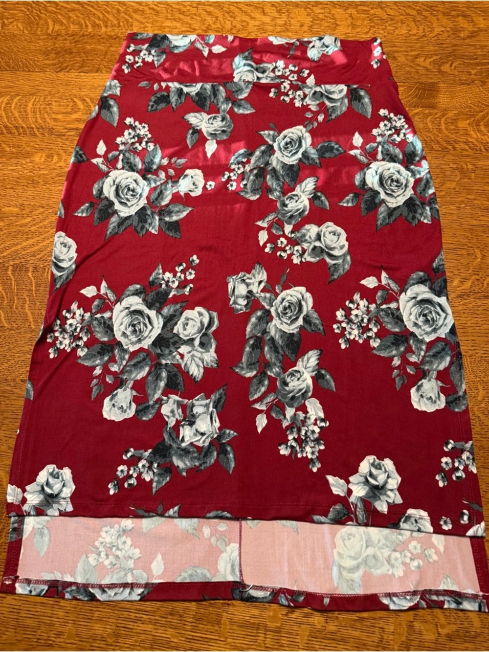 Piphany Red Floral Pencil Skirt